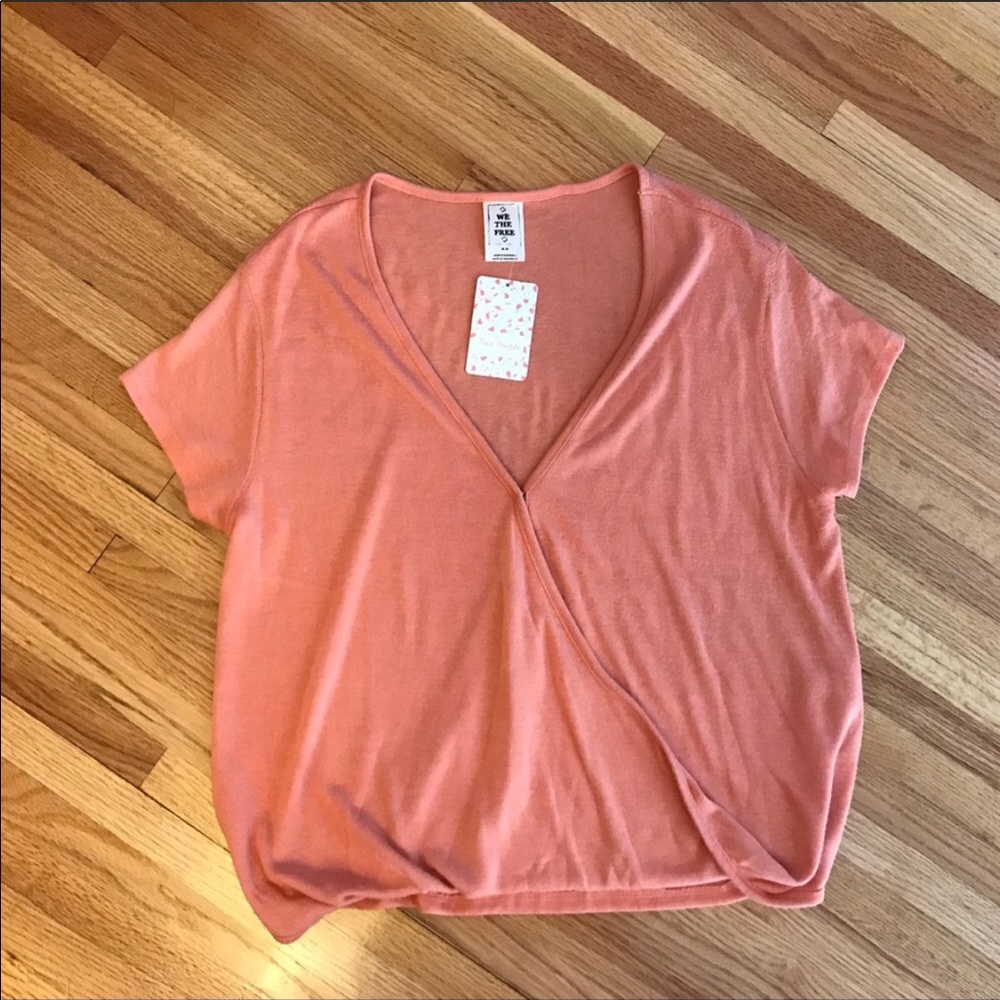 Free people coral color slouchy top NWT